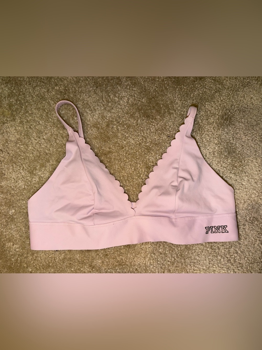 Victoria's Secret Bonded Soft Scallop Trim Bralette - Light Pink sz M